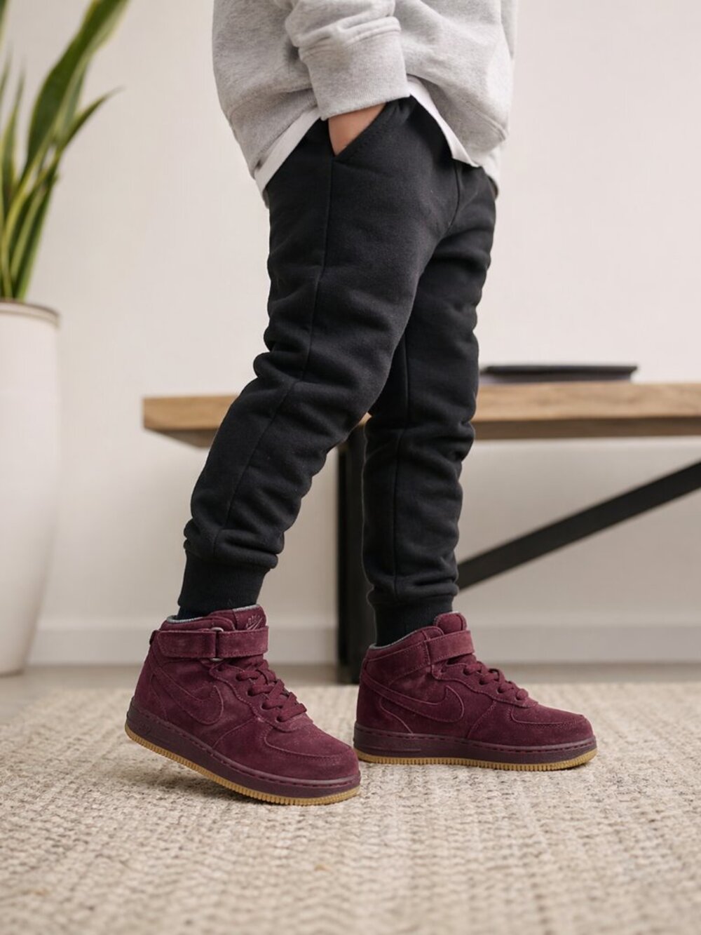 Nike Air Force 1 Mid LV8 Burgundy Suede Gum Sole Kids Size 3Y